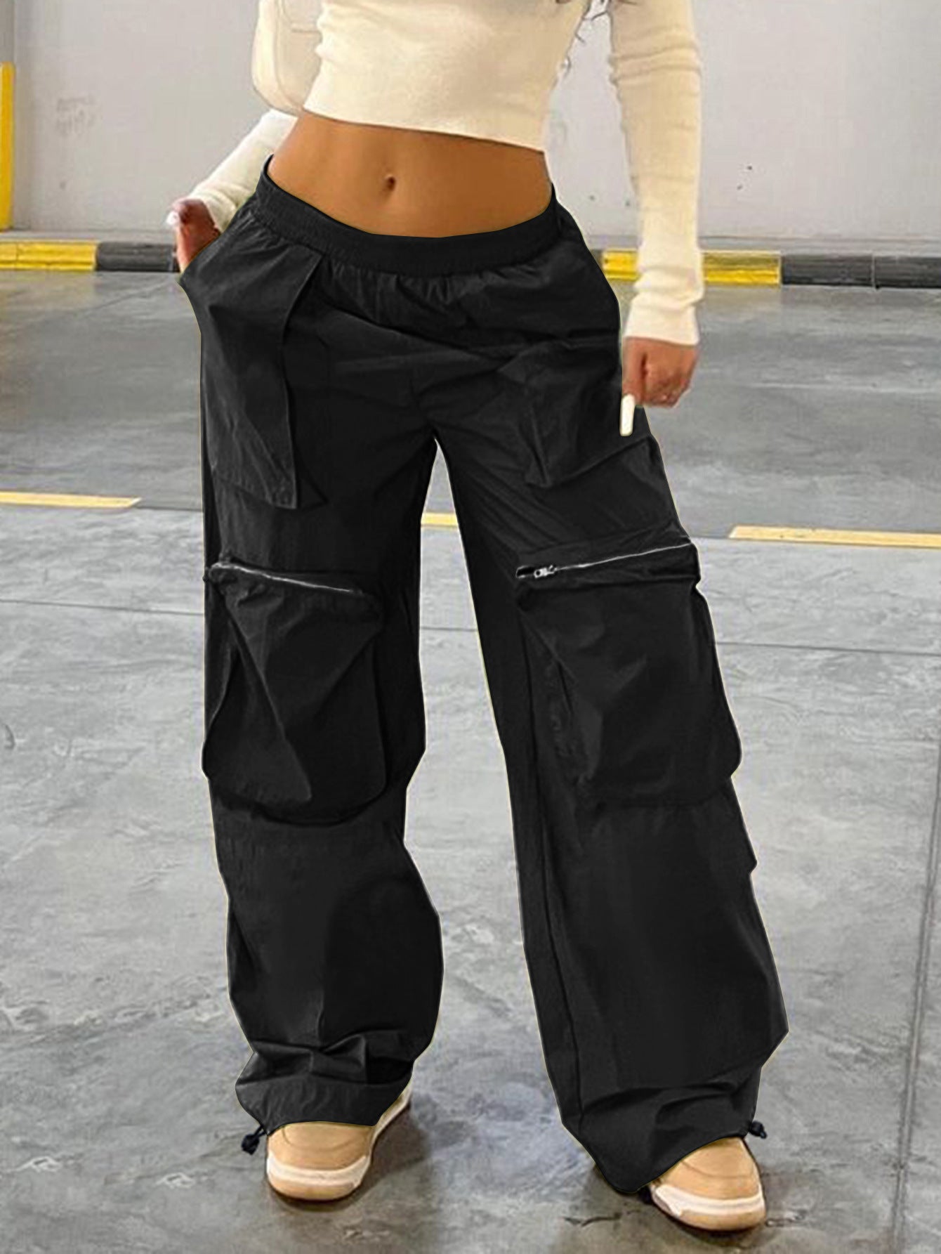 Loose Street Workwear Low Waist Trousers - Bellarte Enchanté Loose Street Workwear Low Waist Trousers